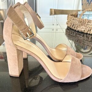 Nine West Tan Suede Block Heels